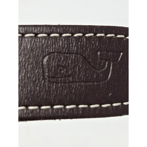 VINEYARD VINES FABRIC & LEATHER BELT KIDS YOUTH UNISEX OS SAILBOATS BLUE BROWN - Picture 4 of 12